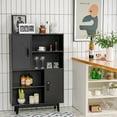 thumbnail image 3 of Gymax Sideboard Storage Cabinet Bookshelf Cupboard w/Door Shelf Black, 3 of 10
