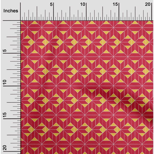 oneOone Cotton Cambric Fabric Square|Diamond & Triangle Geometric Printed Craft Fabric BTY 56 Inch Wide