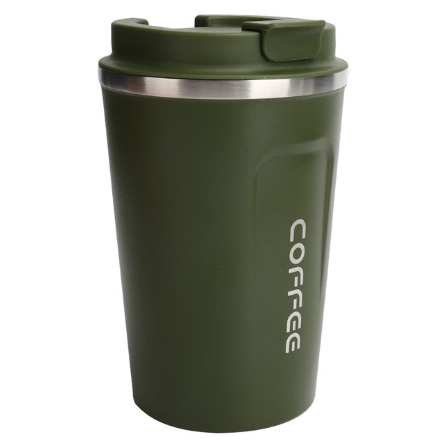 Insulated Cup, Coffee Mug Matte Texture Double-Layer Portable Car Spill Proof For Car Green