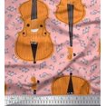 thumbnail image 1 of Soimoi Tissu Crêpe polyester Rose Notes & Violon Instrument de Musique Tissu Imprimé 1 Yard 42 Pouces de Large, 1 of 3