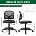 thumbnail image 4 of KOLLIEE Armless Office Chair Mesh Ergonomic Small Desk Chair Armless Adjustable Swivel Black Computer Task Chair No Armrest Mid Back Home Office Chair for Small Spaces, 4 of 7