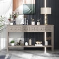 thumbnail image 2 of Noble House Table Console d'Entrée Rustique, Table de 60 Pouces avec Deux Tiroirs de Tailles Différentes et Étagère Inférieure pour Rangement, Gris Lavé, 2 of 9