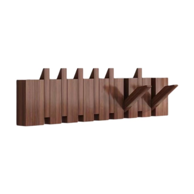 Siruishop Wall Mounted Coat Rack, Flip Down Wall Hook Rack, Decorative, Entryway Coat Rack walnut color 8 key