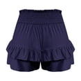 thumbnail image 5 of Timegard Wide Leg Shorts for Women Elastic Waisted Smocked Ruffle Bottom Flowy Lounge Shorts Beach Wear, 5 of 5