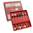 thumbnail image 2 of Oleegame 2PC Stainless Steel Cutlery Set Christmas Tableware Set Stainless Steel Spoon Gift Set Dessert Spoon Fork Coffee Spoon Christmas Pendant Spoon Tableware Set Gift, 2 of 9