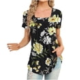 thumbnail image 1 of Pisexur Blouses pour Femmes Chic Décontracté Tuniques à Porter avec des Leggings Manches Courtes Col Rond Été T-Shirts Amples Fluides Blouses en Dentelle, 1 of 5