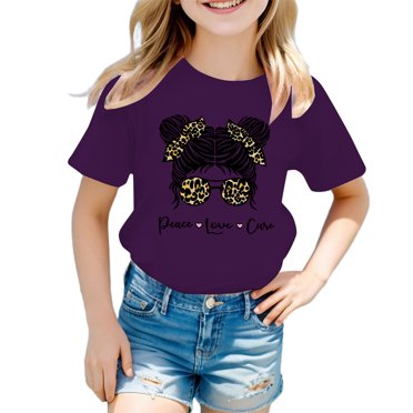FhsagQ The 7th Of July Fille Enfant Mignonne Graphique Col Rond Manches Courtes Tee Été Décontracté T-Shirt Petite Fille The 7th Of July T-Shirts 4T-5T Printemps Filles T-Shirts d'Été Taille 6/7 Été Violet 5-6 Ans