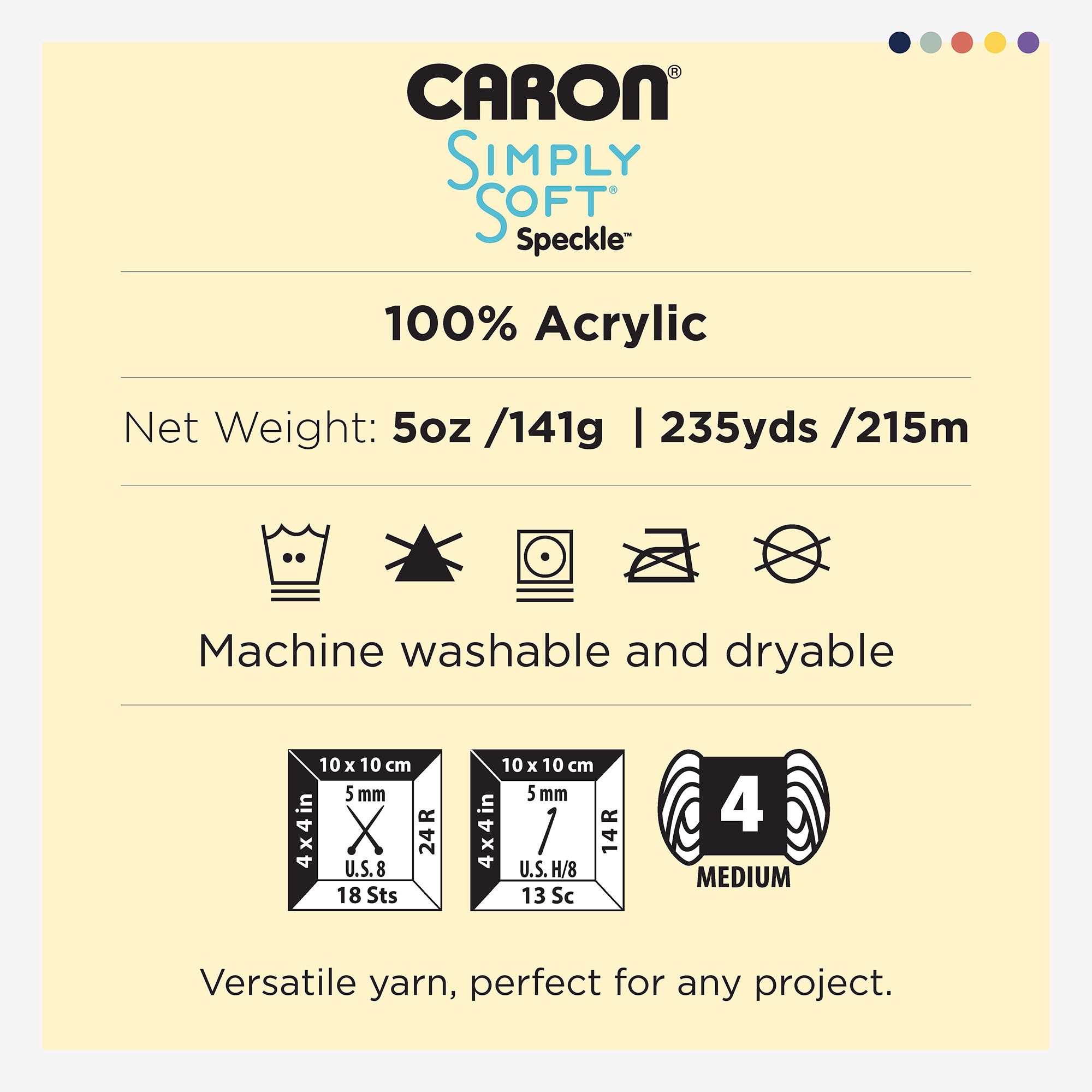Caron® Fil Simply Soft® Speckle™, Acrylique #4 Moyen, 5oz/141g, 235 Yards