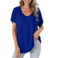 thumbnail image 1 of Yubnlvae T-Shirt Décontracté à Poche à Manches Courtes pour Femmes, T-Shirt Décontracté à la Mode pour Femmes Uni avec Poche, Liquidation! Uni, Col Rond, Bleu, m, 1 of 4
