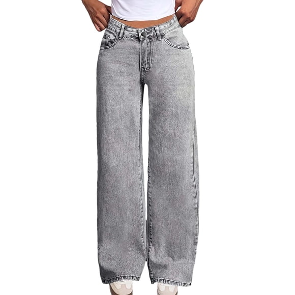 MIASHUI Girls Pants High Waist Straight Leg Jeans for Girls Cute Casual Denim Trousers with Bow Embroidery Comfortable Loose Fit for Everyday Wear