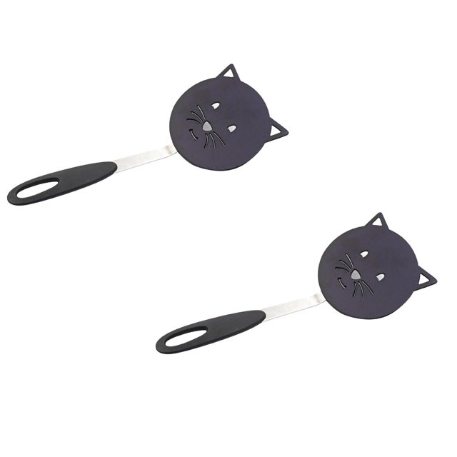 Oleegame 2PC Nylon Spatulas For Nonstick Cookware Heat Resist Cat Shape Spatulas For Kitchen Black