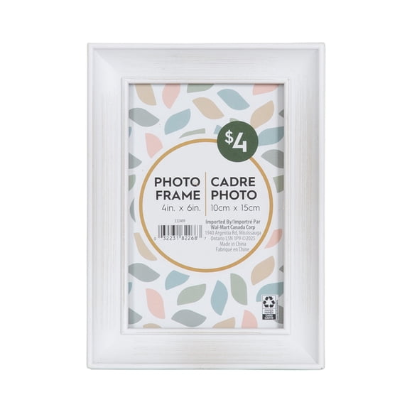DesignOvation Nikolai 4" x 6" White Decorative Tabletop Picture Frame