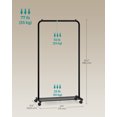 thumbnail image 4 of Clothes Rack with Wheels, 29.1 Inch Garment Rack, Clothing Rack for Hanging Clothes, with Dense Mesh Storage Shelf, 77 lb Load Capacity, 2 Brakes, Steel Frame, Black, 4 of 6