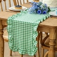 thumbnail image 1 of Leaf Edge Ruffled Table Runner for Coffee Dining Tv Cabinet Home Decor, Green, JKODE, 1 of 7