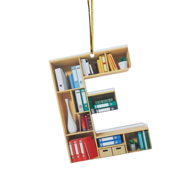 Book Lovers Heart Shaped Bookshelf Pendant Acrylic Ornament