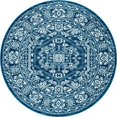 thumbnail image 1 of Unique Loom Boston Tapis de Zone Géométrique Bohème 7' 10 x 7' 10 Rond Bleu/ivoire, 1 of 1
