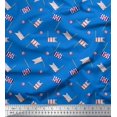thumbnail image 1 of Soimoi Blue polyester Crepe Fabric Anchor Hook & Small Country Flag Print Fabric by Yard 42 Inch Wide, 1 of 3