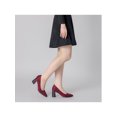 thumbnail image 4 of BLISSFUL STEP Women's Shoes Pointy Toe Slip-on Faux Suede Block Heel Pumps  Burgundy 7, 4 of 8