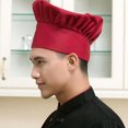 thumbnail image 4 of Toque de Chef Adulte Ajustable Élastique pour Boulanger Cuisine Cuisson Casquette de Chef (Rouge Foncé), 4 of 5