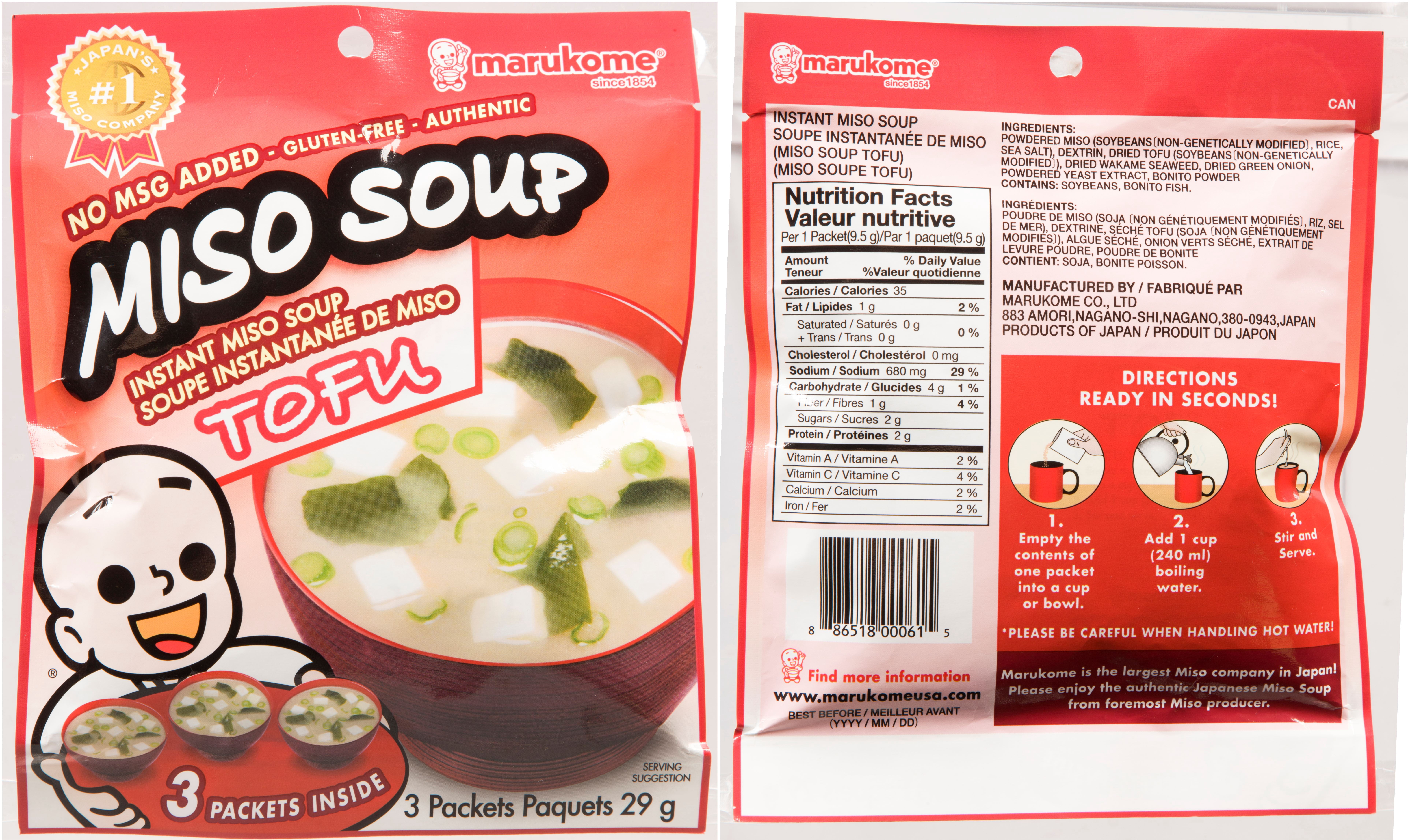 Marukome Instant Miso Soup (Tofu), 29g - Walmart.ca