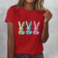 thumbnail image 2 of Pisexur Hauts de Printemps pour Femmes 2025, Hauts d'Entraînement pour Femmes, T-Shirt Imprimé à Manches Courtes Col Rond Chandail à la Mode Rouge, 2TG, 2 of 5