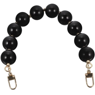 Beaded Bag Chain Handle for Handbag Purse Black Resin Alloy 14.5 Inches Long