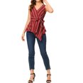 thumbnail image 2 of INSPIRE CHIC Hauts d'Été pour Femmes Sans Manches à Encolure en V Portefeuille à Nouer à la Taille TP Rouge, 2 of 7