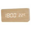thumbnail image 1 of yuksok Réveil Numérique USB/pile Réglage en Bois LED pour Bureau Décoration Maison Beige, 1 of 9