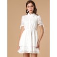thumbnail image 3 of INSPIRE CHIC Robe pour Femme Col Peter Pan Poignets à Volants Robe Trapèze à Étages m Blanc, 3 of 6