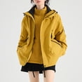 thumbnail image 5 of Women's Fashion Solid Color Long Sleeve Waterproof Rain Jacket with Zipper Pockets, Windbreaker Coat for Outdoor Use, Hooded Design for All-Weather Protection, 5 of 5