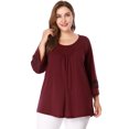 thumbnail image 1 of GRACE & GRANDEUR Hauts Décontractés Unis à Manches Raglan pour Femmes Grande Taille Bourgogne 2X, 1 of 6