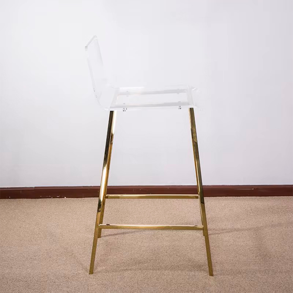Lot de 3 tabourets de comptoir en acrylique transparent et doré – Heavenly Collection | Idéal pour îlot de cuisine ou salle à manger