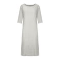 thumbnail image 4 of TIMIFIS Robe en Coton et Lin pour Femme Décontractée Ample Robe d'Été Longue Robe à Manches Courtes Robes Maxi Été Grande Taille Robe de Plage Été, 4 of 6