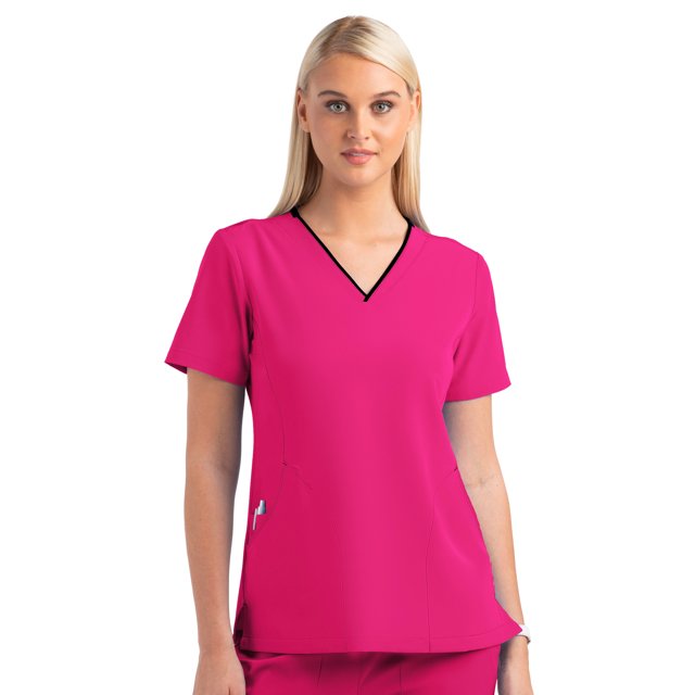 Matrix Impulse Haut de Blouse Médicale pour Femmes à Col en V Contrasté (Livraison Gratuite)