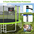 thumbnail image 3 of UIOWIO Trampoline Récréatif de 14 Pi pour Enfants et Adultes avec Échelle, Trampoline d'Extérieur, Trampoline de Cour Arrière avec Panier de Basketball, Filet d'Enceinte, Sac de Rangement, Vert, 3 of 7