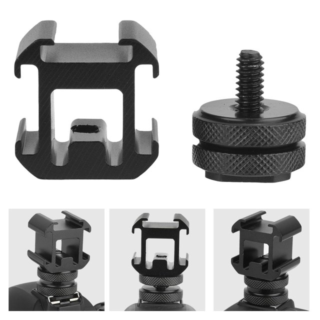 Hot Shoe Base Light Adapter Triple Hot Shoe Mount Camera Hot Shoe Holder Tripod Monopod Mini Ball Head Ring LCD Monitor Shoe Adapter Video For Camping