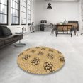 thumbnail image 4 of Ahgly Company Tapis Rond Lavable en Machine Intérieur Transitionnel Jaune Orange, 6 Pieds Rond, 4 of 7