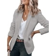 thumbnail image 1 of Innerwin Blazers Solid Color Women Cardigan Jacket Work Shawl Neck Slim Fit Business Jackets Light Grey S, 1 of 6