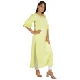thumbnail image 2 of Moomaya Solid Rayon Kurta For Women bell Sleeve Drawstring Neck Long Ethnic Kurti, 2 of 6