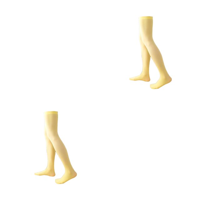 QualitChoice 1 Paire de Chaussettes Hautes pour Femmes 52 cm Style Preppy Jaune Vif 2Set