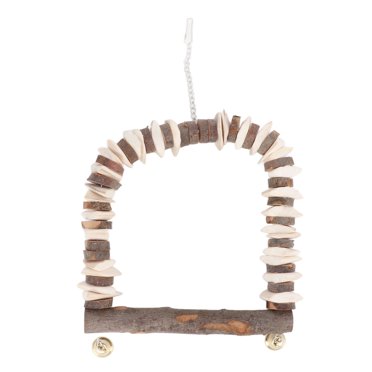 Bird Swing Toy, Cuttlebone Swing Wooden Perch Stand Applewood  For Cockuses For Small Parakeets For Parrots S,L
