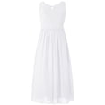 thumbnail image 2 of TTAO Robe en Chiffon Sans Manches Col en V Perles Mariage Demoiselle d'Honneur Soirée Bal Robe de Bal Formelle Blanche 14, 2 of 7