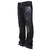 Ketyyh-chn99 Men's Jeans Pants Washed Straight Fit Jeans Men's Streetwear Baggy Jeans Design Pockets Bootcut Denim Casual Trousers Size for M,Black