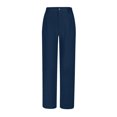 thumbnail image 4 of Diufon Womens High Waisted Pants Solid Color Wide Leg Pants Button Business Straight Trousers with Pockets, 4 of 6