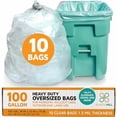 thumbnail image 2 of PlasticMill Heavy Duty Trash Bags - Clear Garbage Bags - Plastic Trash Bags for Large Rolling Trash Bins - Tall Trash Bags - 100-Gallon Large Kitchen Trash Bags, 1.3 Mil, 67"x79" (10-Count), 2 of 4
