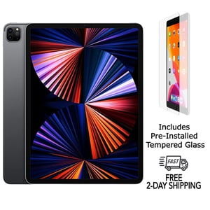Rénovés Apple iPad Pro 12.9" (5th Gen) A2379 (WiFi + Cellulaire non verrouillé) 256GB Space Gris (classe A) avec verre trempé pré-installé