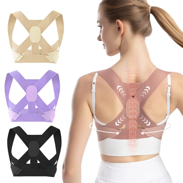 Ettsollp Posture Corrector Adjustable Body Posture Correcting Brace Invisible Upper Back Support Shoulder Straightener for Men And Women