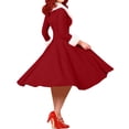 thumbnail image 4 of Penkiiy Robes de Noël pour Femmes Élégantes à Manches Longues Duveteuses à Col en V Imprimé Arbre de Noël à Carreaux Robe Grande Taille Formelle Vacances S Rouge, 4 of 7