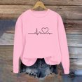 thumbnail image 3 of BLVB Chandail à Col Rond pour Femmes, Imprimé de Cœur, Manches Longues, Mignon, Coupe Ample, Léger, Hauts d'Automne, Cadeaux de la Saint-Valentin, 3 of 5
