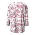 thumbnail image 5 of Pompotops T-shirt Ample Imprimé pour Femme Blouse à Manches 3/4 Col Rond Hauts Décontractés en Solde, 5 of 5